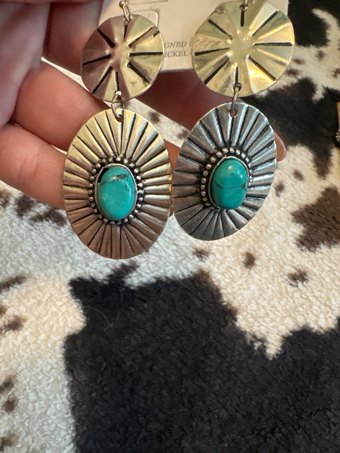 🤠Western Turquoise Concho Drop Earrings