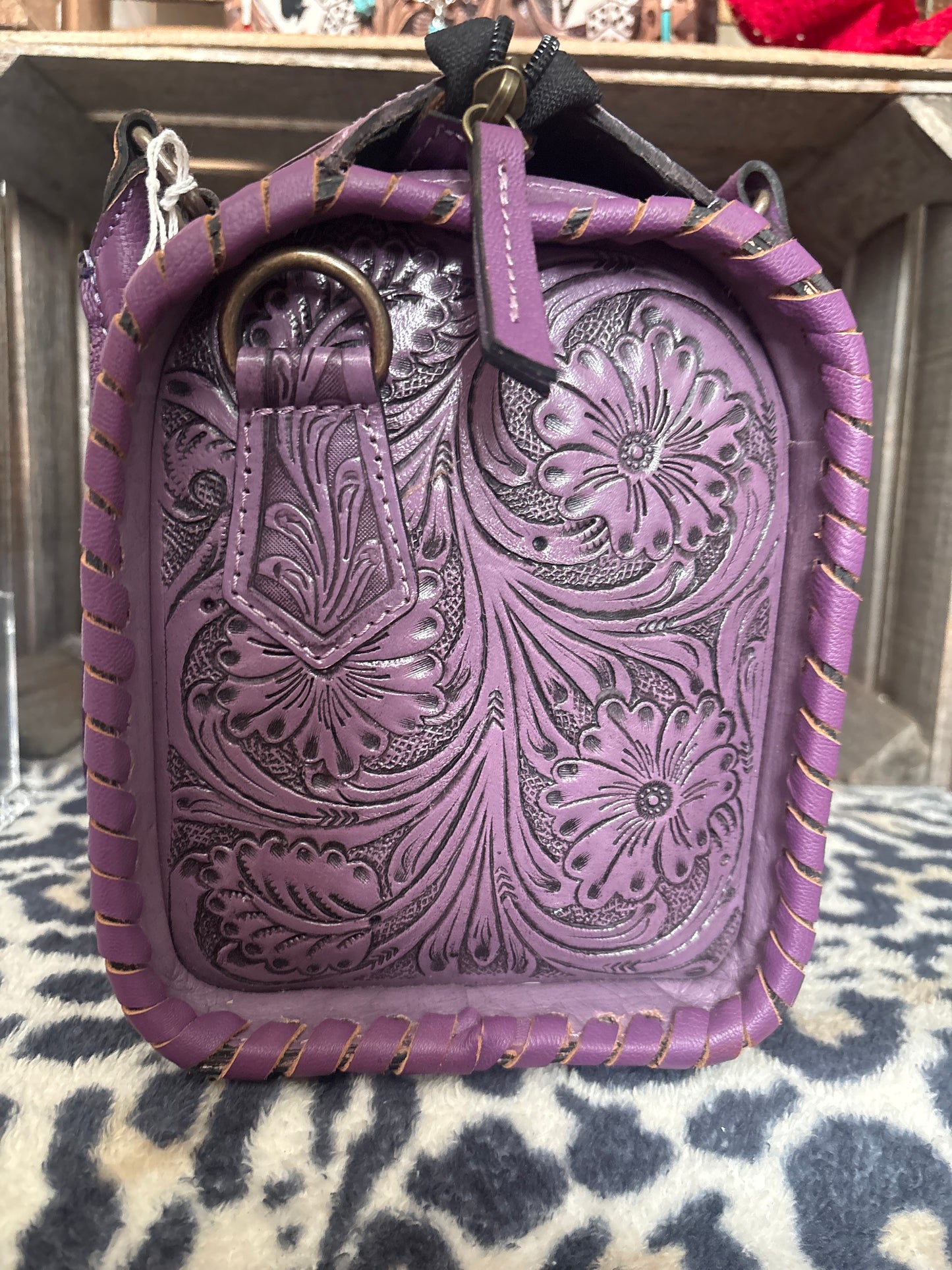 π€ π Tooled Purple Western Handbag ππ€