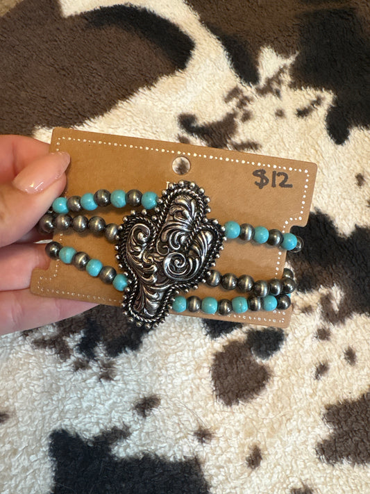🤠 Western Turquoise Concho Bracelet Set
