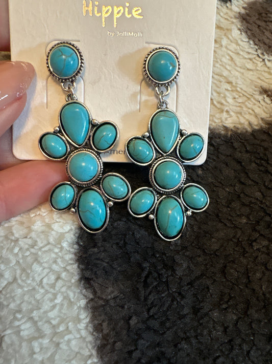 💙 Turquoise Cluster Statement Earrings