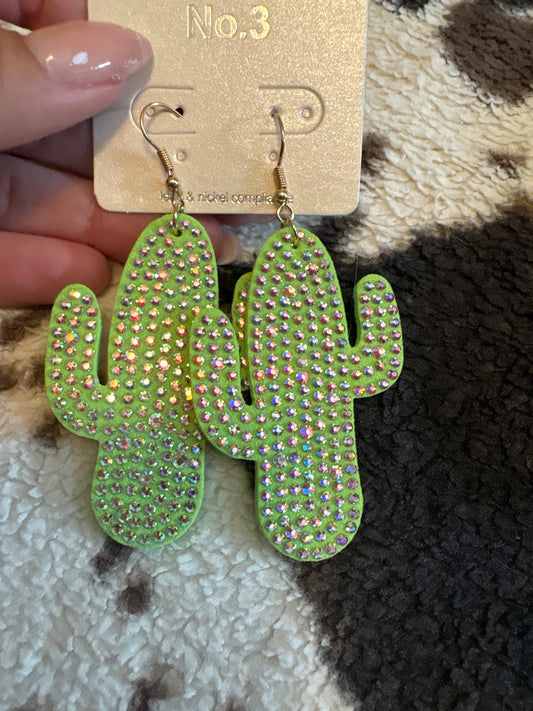 🌵 Sparkly Cactus Statement Earrings