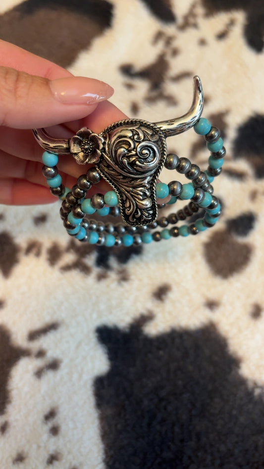 🤠 Longhorn Turquoise Beaded Bracelet Set